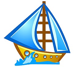 卡通大海航行帆船png元素
