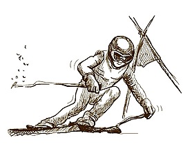 卡通素描滑雪運動員png元素