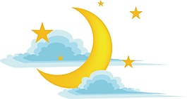 卡通夜晚月亮星星png元素