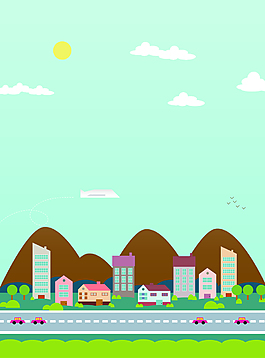 矢量卡通兒童插畫公路背景
