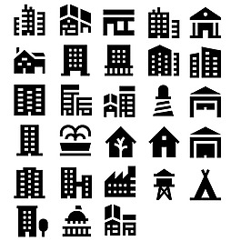 23枚建筑物黑色实心图标