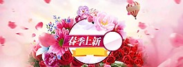 清新粉色花朵春季背景