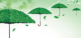 清新樹葉雨傘背景