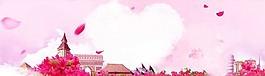 浪漫白色心形云朵花瓣背景