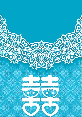 小清新花紋喜字背景