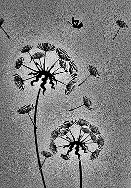 蒲公英黑白裝飾畫