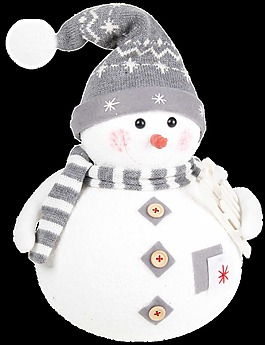 带灰色帽子的雪人png透明素材