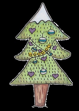 手繪小孩畫的圣誕樹png透明素材