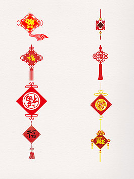 一組扁平中國結(jié)素材