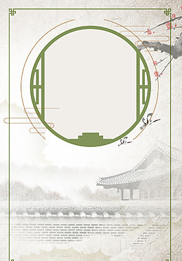 古風(fēng)水墨畫建筑廣告背景