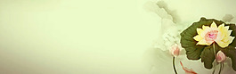 古風荷花水墨畫banner背景