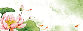 彩色荷花池塘banner背景