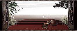 中式古典茶道banner背景設(shè)計(jì)