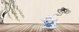 簡(jiǎn)約茶道banner背景設(shè)計(jì)