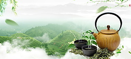 茶道茶具海報(bào)背景