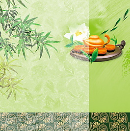 中式竹子中國(guó)風(fēng)茶道主圖設(shè)計(jì)