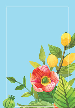 小清新綠葉花朵背景