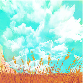 小清新藍天金秋背景