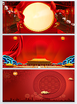 大红色喜庆中国风背景