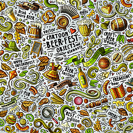啤酒節慶典背景卡通素材