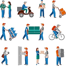 趣味物流快遞人物插畫