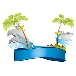 卡通海灘椰樹(shù)png元素