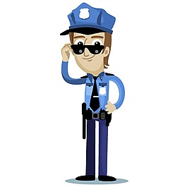 卡通藍(lán)色警察png元素