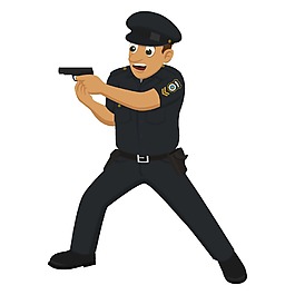 卡通拿槍警察png元素