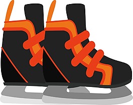 手绘黑色滑冰鞋元素