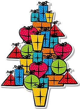 手繪禮盒圣誕樹免摳元素