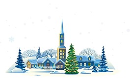 手繪雪花城鎮(zhèn)元素