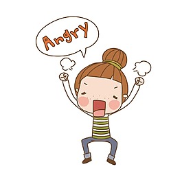 手绘女孩激动元素