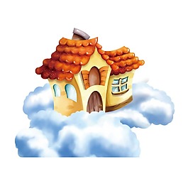 手繪云端小屋元素