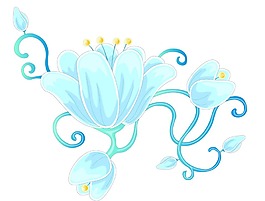 手繪藍(lán)色花朵元素