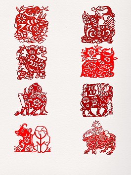 傳統(tǒng)牛剪紙素材PNG免扣元素