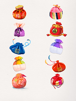 卡通喜慶新年福袋元素