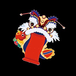 手绘卡通扁平狮子头装饰素材