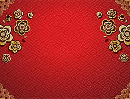 紅色喜慶復(fù)古新年背景