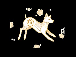 線條狗狗裝飾素材