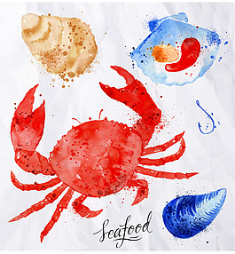 水彩绘海洋生物插画