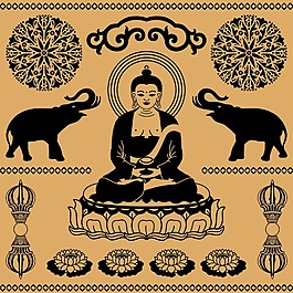 传统佛学元素插画