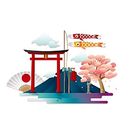 卡通日本富士山png元素