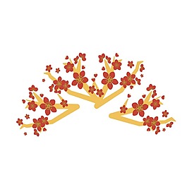 卡通紅色盛開鮮花png元素