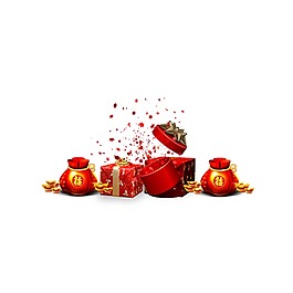 卡通喜慶紅色禮物png元素