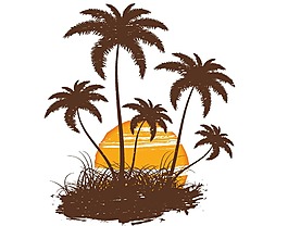 卡通海島日落png元素