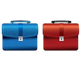 卡通藍(lán)色黃色提包png元素