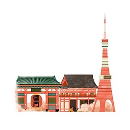 卡通中國古式建筑png元素