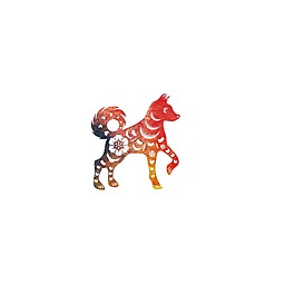 卡通狗狗剪纸画png元素