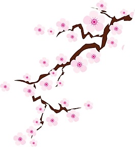 卡通桃花朵朵開png元素
