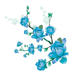 卡通藍色鮮花png元素